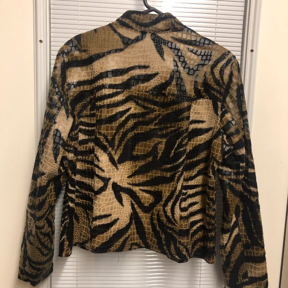 Selene Sport Women's Jacket Blazer Snakeskin Zebra Animal Print Full-zip Sz 12 - Picture 9 of 10